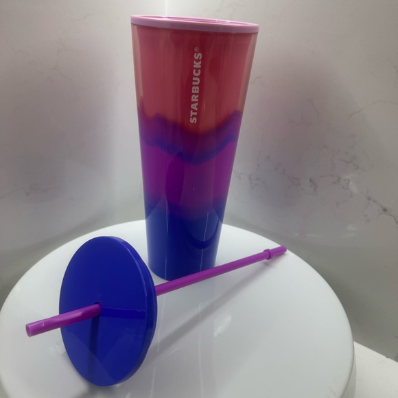 Starbucks Summer 2021 Wave Pink Purple Blue 24 oz Venti Cold Cup Tumbler NEW - Picture 6 of 6